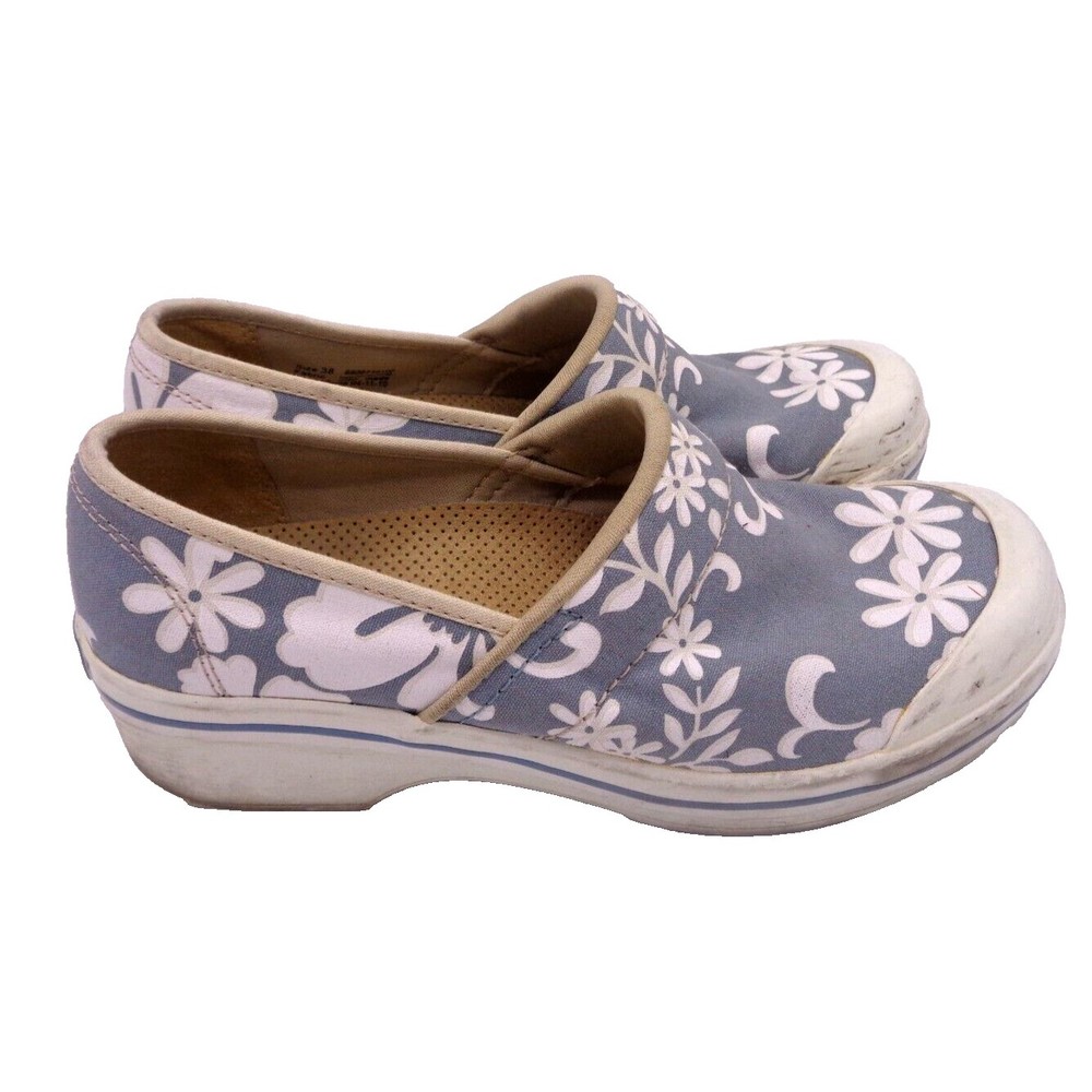 Dansko Volley Clog Size EUR 38/7.5-8 Gray Floral Shoes Vegan Canvas Womens